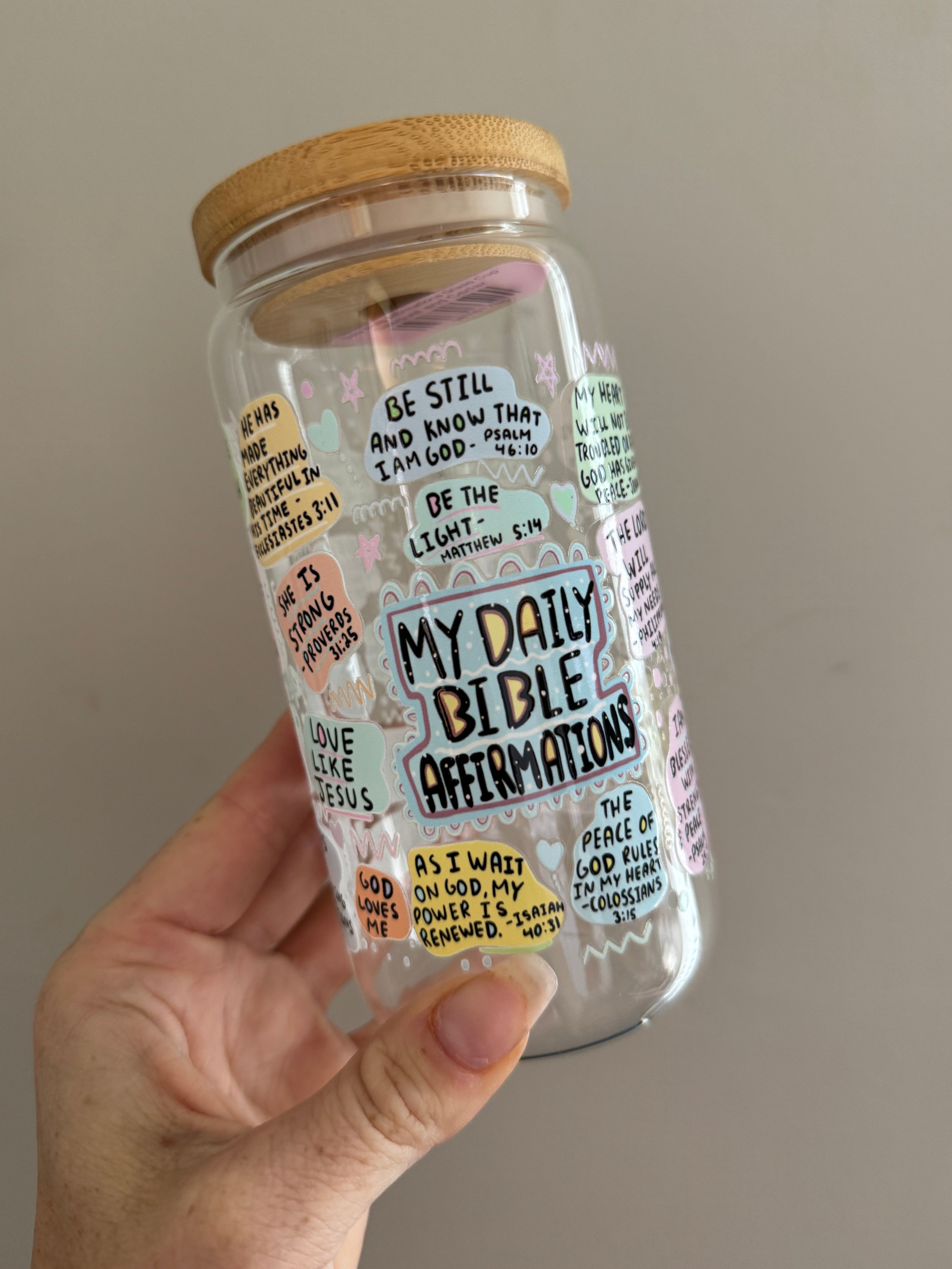 Daily Bible Affirmations Glass