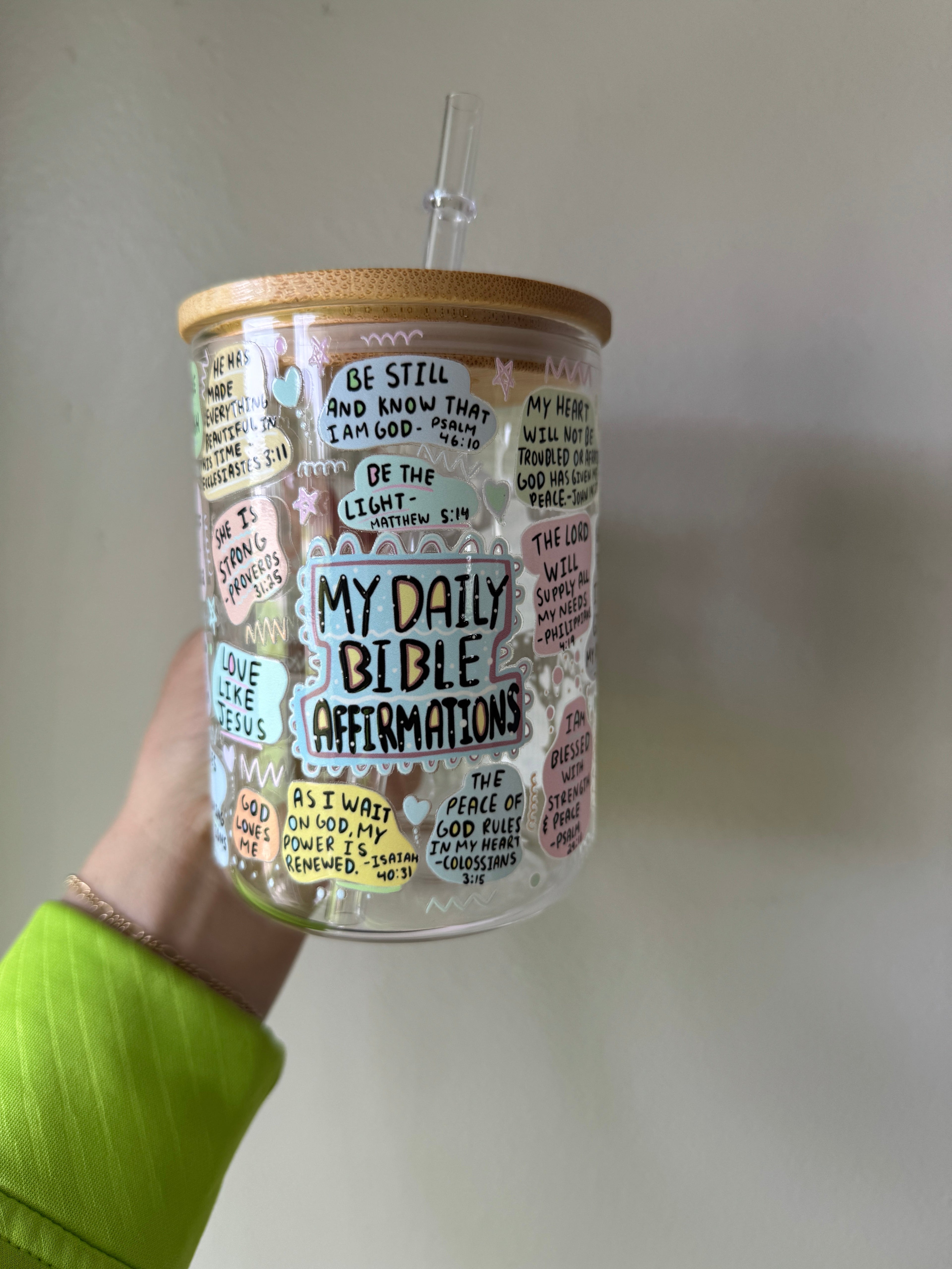 Daily Bible Affirmations Glass