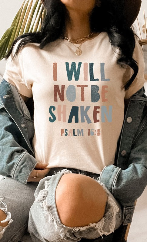 I Will Not Be Shaken Easter Christian Graphic Tee T-Shirt