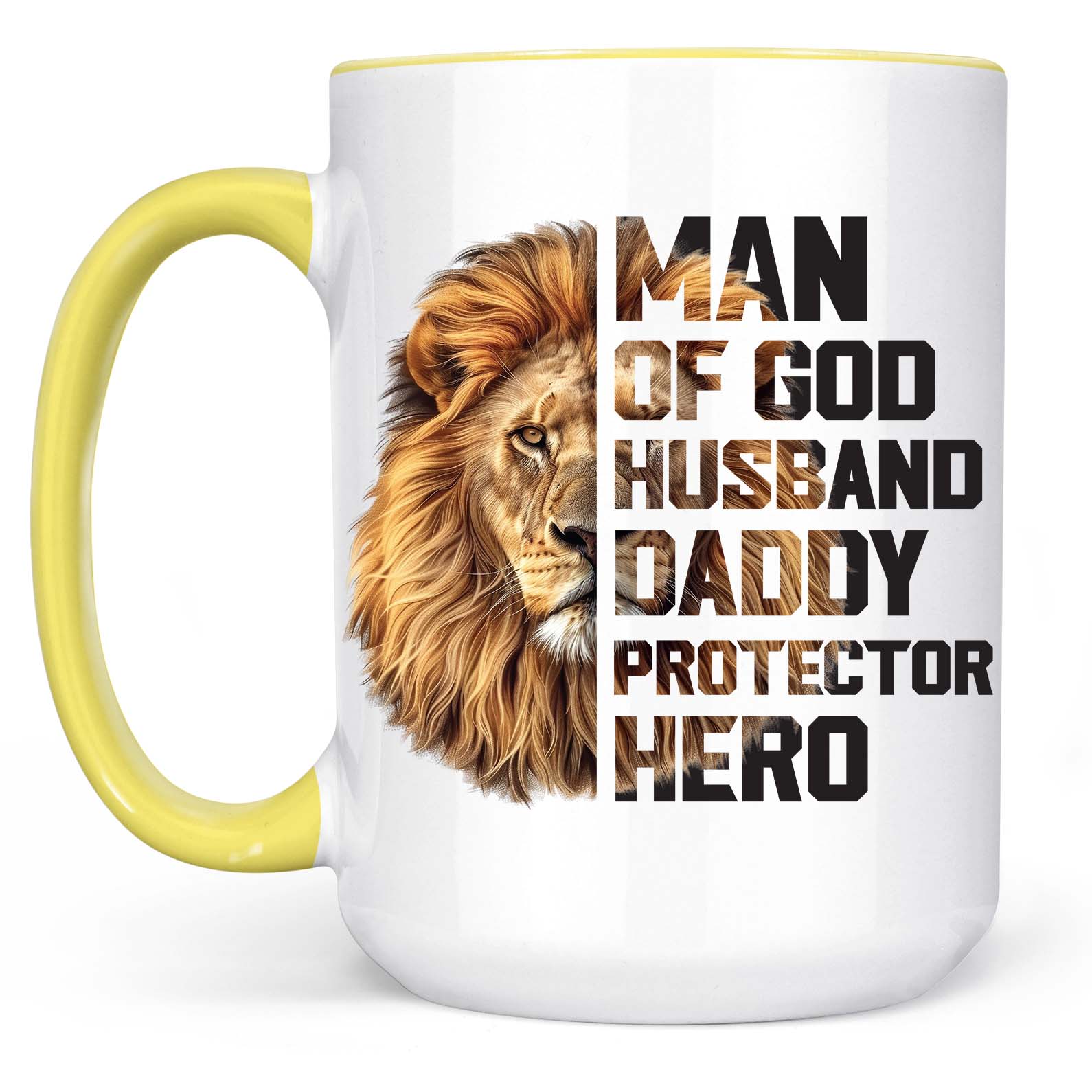 Christian Dad Mug | Man of God Coffee Mug with Bible Verse & Lion | Jesus Gift for Religious Father, Father’s Day Christian Gift Idea 682250