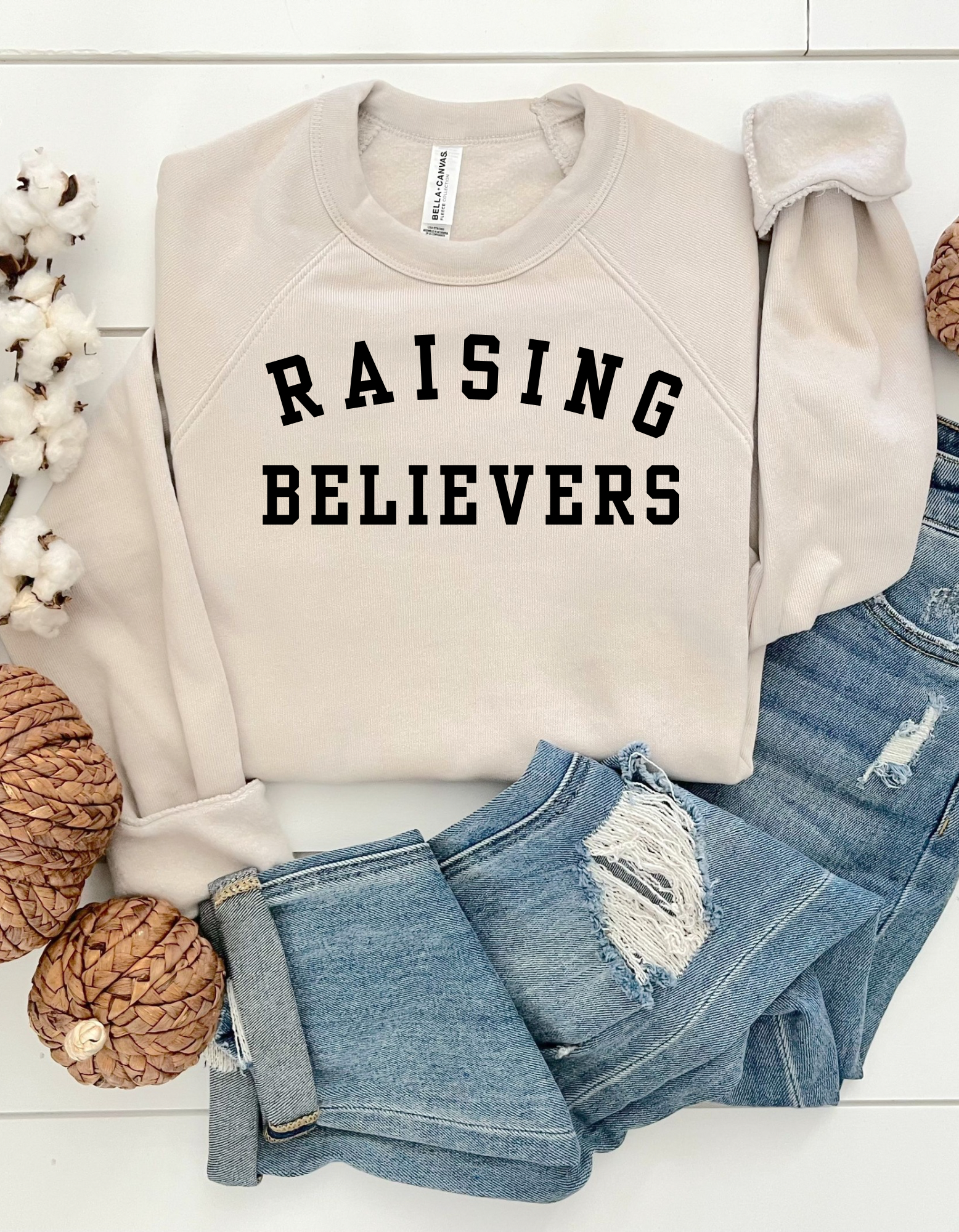 Raising Believers Sweatshirt | Bella Canvas Fleece | Christian Mom Gift | Faith Based Apparel | Cozy Sweatshirt | Soft Christian Crewneck